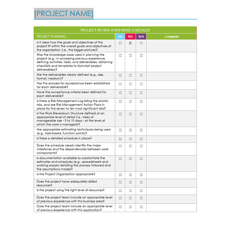Project Checklist