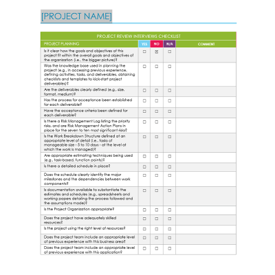 Project Checklist